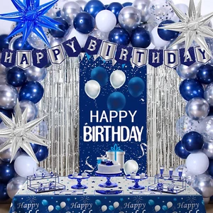 Blue Birthday Decorations for Men Women, Happy Birthday Decorations for Boys Blu - Picture 1 of 7