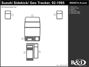 GEO TRACKER 1992 1993 1994 1995 1995 KIT DE AJUSTE TABLERO a - Imagen 1 de 1