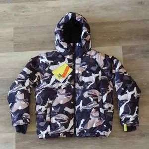 NWT All In Motion Kids Camo Puffer Jacket Black/Brown Size M (8) - Picture 1 of 12