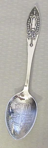 Cuchara de recuerdo antigua de plata esterlina Saginaw Michigan templo masónico 5-5/8" - Imagen 1 de 5