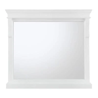 Espejo tocador baño decoradores del hogar 32" x 36" marco rectangular de madera blanco Foto 1 de 4