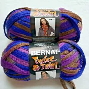 Bernat Twist & Twirl Yarn 2 Skeins Desert Blue 33 Yards Each Variegated Ribbon - Picture 1 of 3