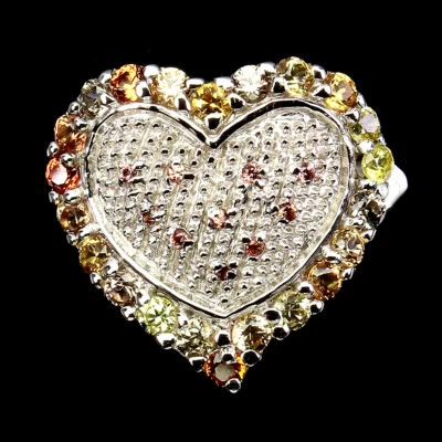 Anello In Argento 925 Con Zaffiro Naturale A Forma Di Cuore Taglia 7 - Immagine 1 di 4