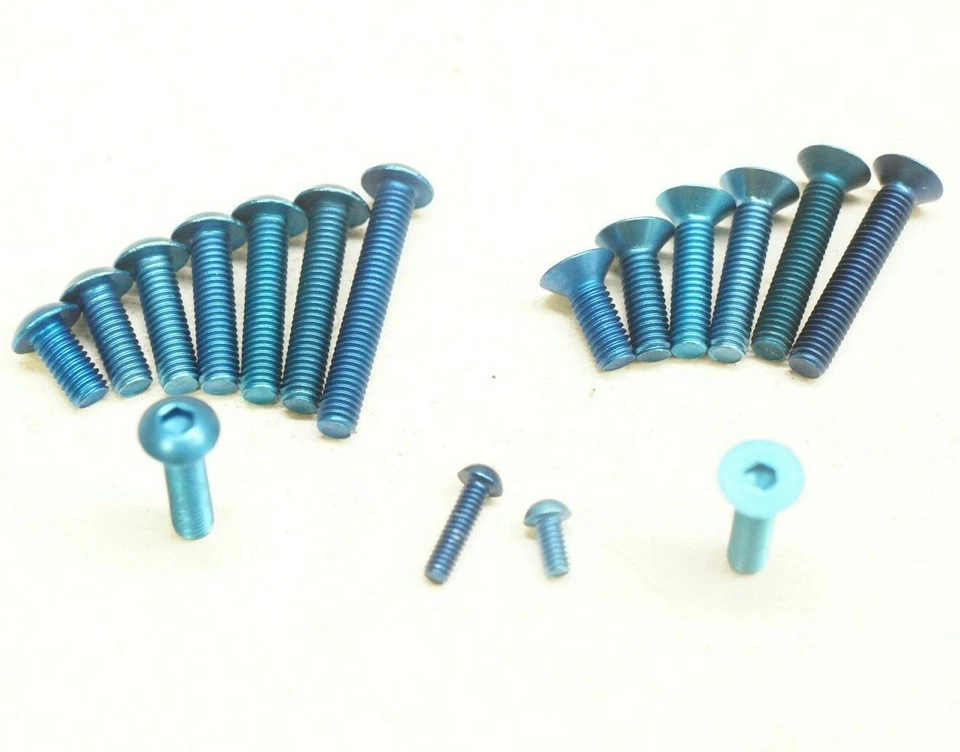 Premium M3 Blue Aluminum Screws for RC Car - 10pc Metric Button Head & Flat Head - Image 1 of 1