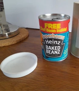 Heinz Superbeanz Stofftier Kochbohne in Blech & Kartenverpackung mit Deckel Cpics - Bild 1 von 9
