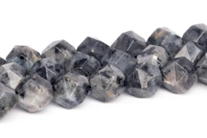 Black Larvikite Star Cut Faceted Grade A Natural Loose Beads 5-6/7-8/9-10MM - Picture 1 of 10