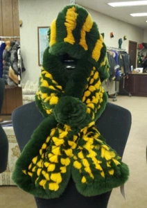 Grün und Gold Rex Kaninchenfell Schal und Stirnband Set - Bild 1 von 2