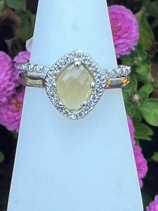 NWT Size 7 Bomb Party Ring Set RBP3353 Genuine Yellow Chalcedony Rhodium Pl - Picture 1 of 13