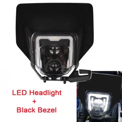 Motocross LED Headlight with Black Bezel For Husqvarna 701 Supermoto 501 300 450 - Image 1 of 4