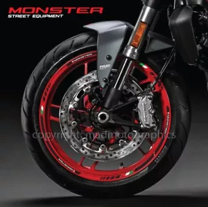 Adesivi ruota moto decalcomanie strisce cerchio set per Ducati Monster 1200 821 797 - Foto 1 di 3