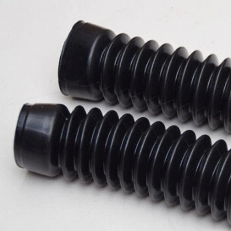 Rubber 35MM Black Motorcycle Fork Gaiter Boots Front Fork Shock Absorber Cover×2 - Image 1 of 4