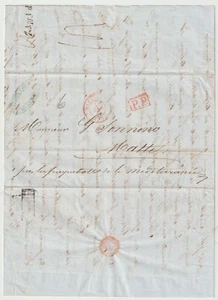 1843 PASTRE FRERES LETTER MARSEILLES TO MALTA HANDSTRUCK 7 APR 1d CHARGE MARK - Picture 1 of 3