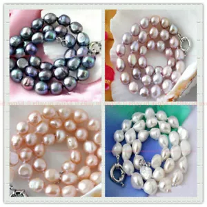 Collana Perla Multicolore Barocco Tahitiano Naturale 9-10 mm Acqua Dolce 16-50" - Foto 1 di 16