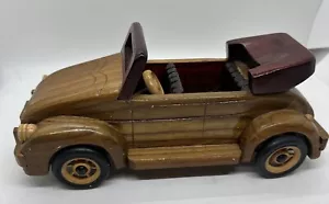 Volkswagen Maggiolino Convertibile Modello - Legno VW Bug Cabriolet 10" Replica Leggi - Foto 1 di 18