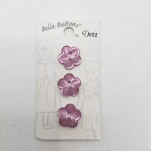 1 Package Belle Buttons By Dritz Flower Button 11/16" 18mm 3ct. Pinkish/Purplish - Picture 1 of 3