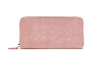 MCM Aren Visetos Large Zip Wallet Pink and White - Picture 1 of 6