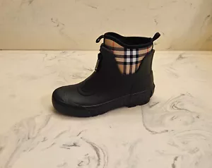 New! Burberry 'Vintage Check' Rain Boot Black Womens Size 5 US 35 Eur. MSRP $520 - Picture 1 of 12