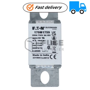 1PZ Nuovo Eaton Bussmann Serie Collegamento Fusibile Alta Velocità 200A 750V 170M1759 - Foto 1 di 7