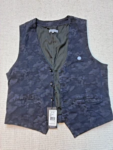Marc Ecko Cut & Sew Men's 4 Button Vest Black on Black L NWT $79.50 - Picture 1 of 9