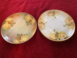 Beautiful antique yellow rose plates Excellent condition slight wear due to age - Picture 1 of 10