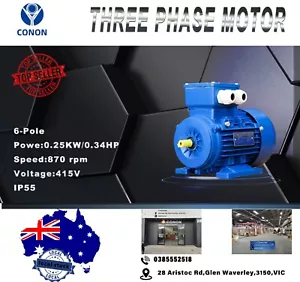 6 poles 0.25kw 0.37HP 905rpm shaft 14mm Electric motor Three-phase 240v/415v - Picture 1 of 6