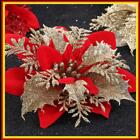 5/10pcs Glitter Floral Ornaments Shiny 5.51 Inch for Xmas Tree Wreath Decor
