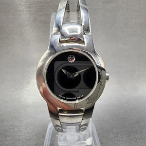 Movado Amorosa Watch Women 24m Black Dial Stainless Steel Round 84 E4 1842 Runs - Picture 1 of 11