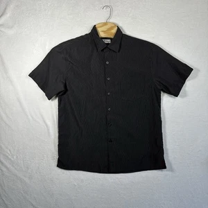 Michael Brandon Shirt Men’s Large Short Sleeve Button Down Black Stripped Shirt - Picture 1 of 12