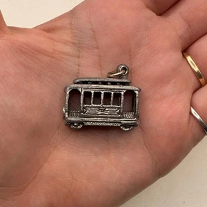 Vintage San Francisco Cable Car Charm Pendant Silver Tone Bus Jewelry - Picture 1 of 9