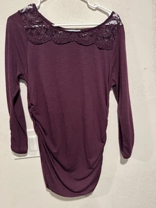 Blusa Pullover Maurices Mujer Cuello Encaje Manga Larga Borgoña Talla L Caprichoso - Imagen 1 de 5