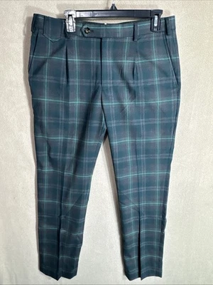 Pantalones de vestir Murano Alex Fit verde oscuro a cuadros 34x31 (35W) máxima comodidad moderna Foto 1 de 4