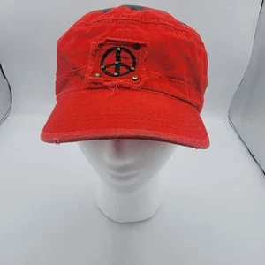 Sombrero rojo para mujer, signo de la paz, elegante, nuevo, elástico, talla única para la mayoría del algodón - Imagen 1 de 9
