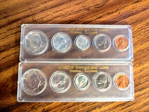 1964 D Uncirculated Lot of 2 Silver Kennedy coin sets 10 Beautiful coins - Picture 1 of 22