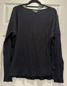 Damen VINCE schwarz 100 % Baumwolle U-Boot-Ausschnitt L/S Pullover Oberteil Gr. Medium Oversized - Bild 1 von 3