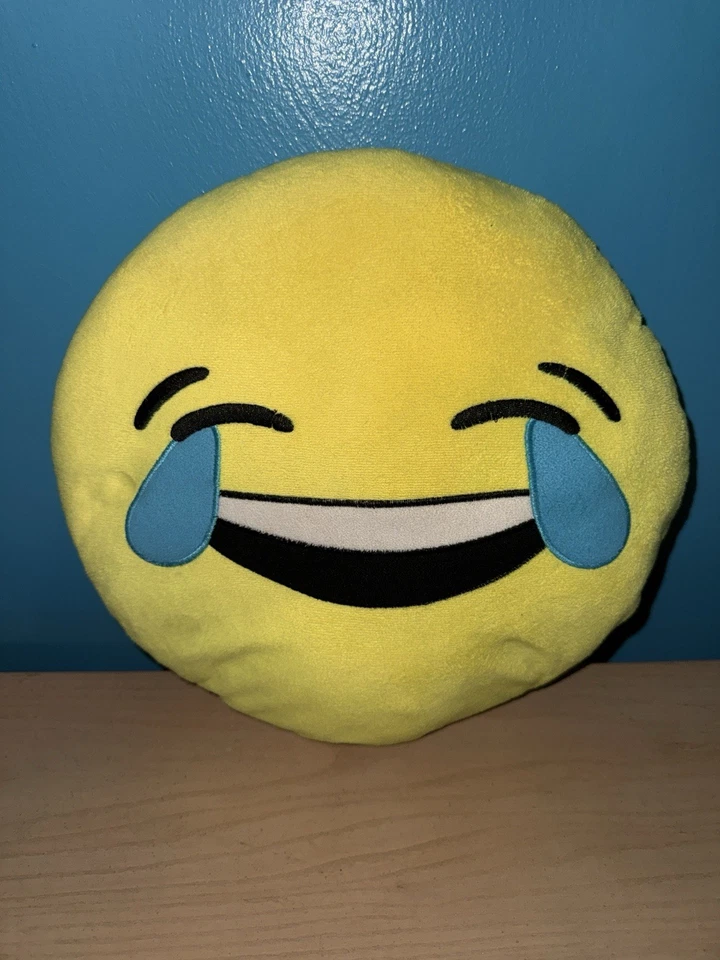 Almohada de felpa Laughing Emoji - Almohada redonda amarilla, decoración de habitación para niños Foto 1 de 1