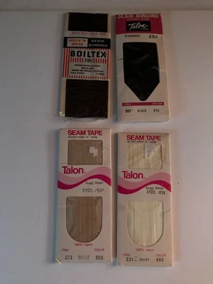 CINTA DE COSTURA/ ENCUADERNACIÓN/ 4 PAQUETES/ GARRA-BOILTEX/ BEIGE-MARFIL-NEGRO-MARRÓN/ 3 YARDAS CADA UNO Foto 1 de 4