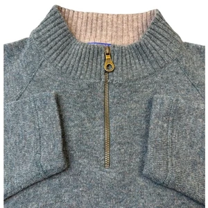 Pendleton Mens Large 1/4 Zip Sweater Pullover Lambswool Blend Green - Picture 1 of 10