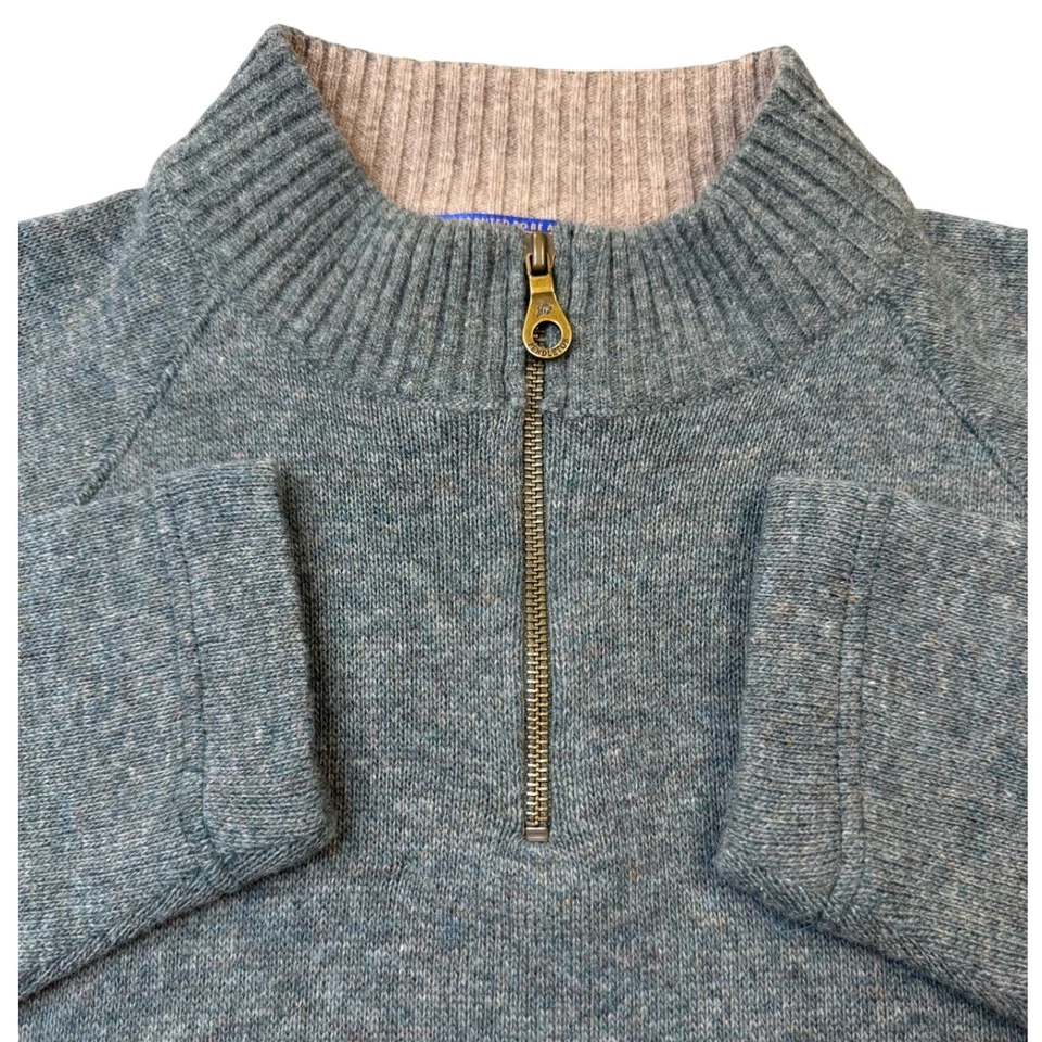 Suéter pulôver masculino Pendleton grande 1/4 zíper lã de cordeiro verde mistura - Imagem 1 de 4