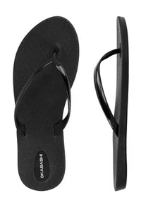 OKABASHI Shoreline Flip Flop Sandals Black Size 10 Vegan Slip Resistant Comfort - Picture 1 of 8