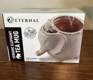 Eternal Ceramic ELEPHANT TEA MUG  with teabag holder  Mint Green  10 oz NEW - Picture 1 of 10