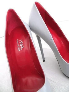 1969 Made in Italy Stiletto High Heels Pigalle Style Leather Pumps Grey 42 - Bild 1 von 10