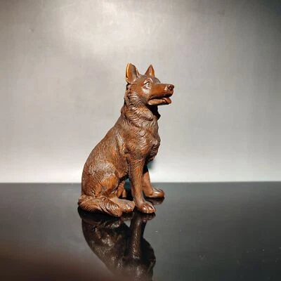 Estatua de perro mascota tallada en boj Kelpie Collie australiano encantadores adornos decorativos Foto 1 de 4