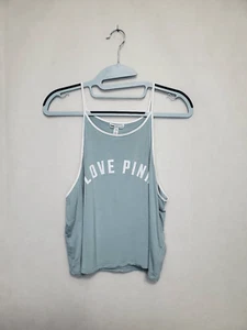 Victoria's Secret PINK Super Soft Sage Green High Neck Semi Crop Tank Top Modal - Picture 1 of 6