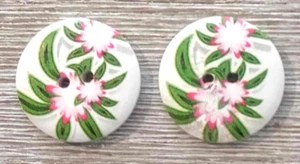 2 Flower Sewing Buttons Crafting Wood 2 Hole 1" - Picture 1 of 2