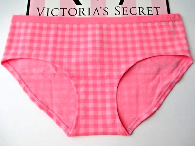 VICTORIA'S SECRET PINK Seamless Hiphugger Hipster Panty VS Pink Gingham Plaid - Image 1 of 4