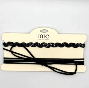 MIA Collection Set: Schwarzer Pailletten Choker Halskette & schwarzer Kordel Choker NEU - Bild 1 von 5