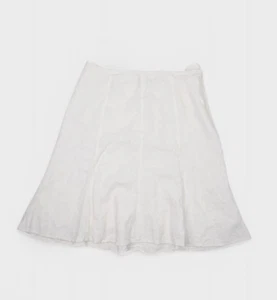 Alfani Skirt Womens 10 White Linen Lined Midi Flare Lightweight Spring Summer - Picture 1 of 6