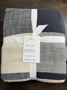 POTTERY BARN BRYCE BUFFALO CHECK COTTON KING/CAL KING DUVET COVER ~ CHARCOAL - Picture 1 of 7