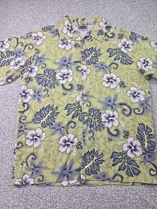 Street Culture Shirt Mens Large Green Floral Button Up Hawaiian Beach Cruise - Picture 1 of 14