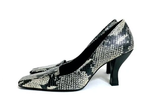 Klassische Vintage Evan Picone Leder Reptil Schlange Loafer Absatz Pumps taupe schwarz 8 - Bild 1 von 8